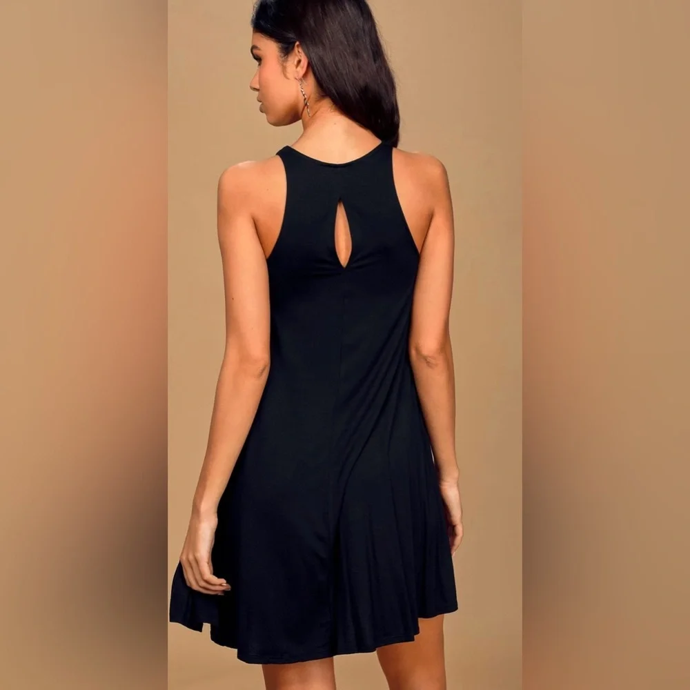 Lulus Women's Tupelo Honey Black Swing Jersey Mini Dress NWT XS #1516 - Picture 4 of 9